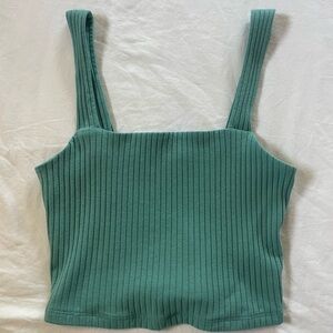 American Eagle Outfitters Teal Ribbed Tank Top